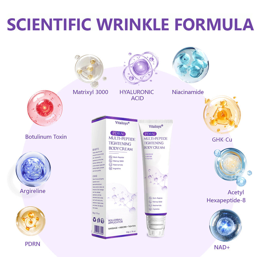 Vitalisys®💧PDRN Multi-Peptide Massaging Body Roller Cream- Anti-aging, Hydrating, Skin Firming & Lifting, Skin Repair, Even Tone, Acne and Dark Spot Treatment, Wart and Mole Removal, and Psoriasis Relief