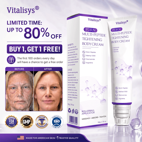 Vitalisys®💧PDRN Multi-Peptide Massaging Body Roller Cream- Anti-aging, Hydrating, Skin Firming & Lifting, Skin Repair, Even Tone, Acne and Dark Spot Treatment, Wart and Mole Removal, and Psoriasis Relief