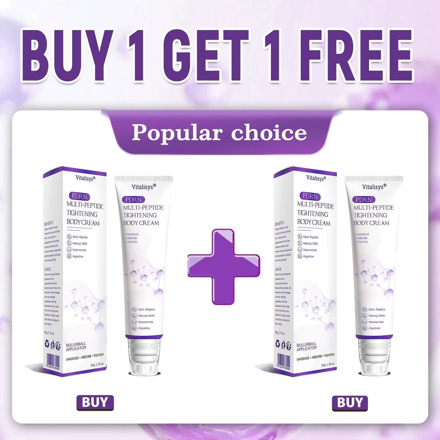 Vitalisys®💧PDRN Multi-Peptide Massaging Body Roller Cream- Anti-aging, Hydrating, Skin Firming & Lifting, Skin Repair, Even Tone, Acne and Dark Spot Treatment, Wart and Mole Removal, and Psoriasis Relief