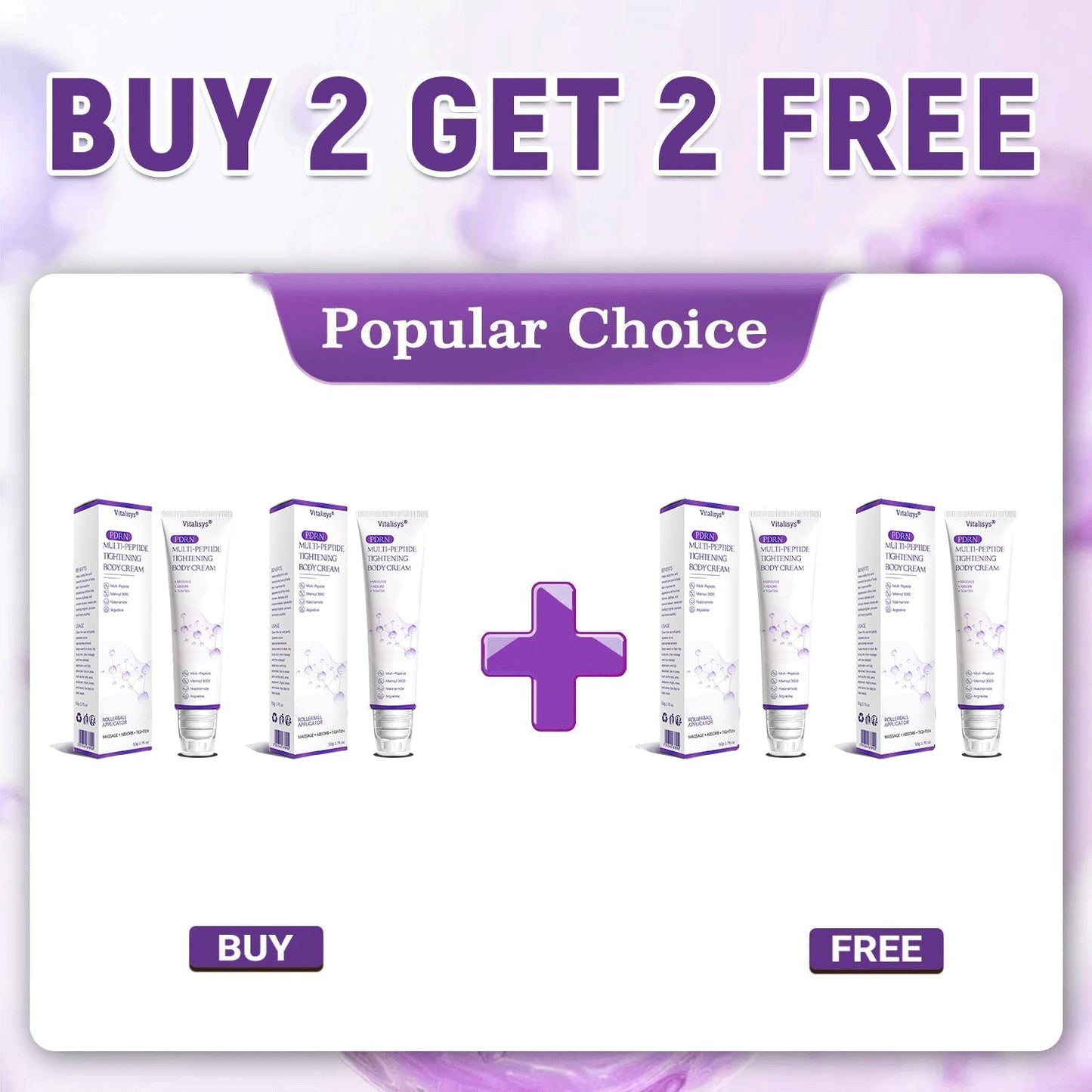 Vitalisys®💧PDRN Multi-Peptide Massaging Body Roller Cream- Anti-aging, Hydrating, Skin Firming & Lifting, Skin Repair, Even Tone, Acne and Dark Spot Treatment, Wart and Mole Removal, and Psoriasis Relief