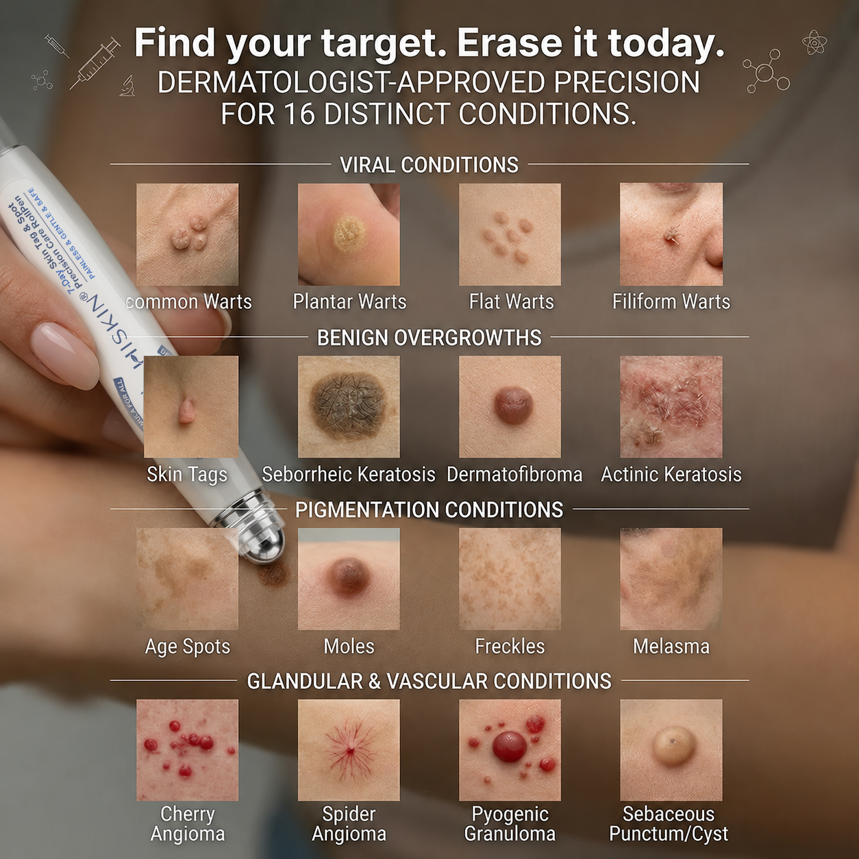 👩‍⚕️𝐇𝐈𝐒𝐊𝐈𝐍®👩‍⚕️ 𝟕-𝐃𝒂𝘆 𝐒𝗸𝐢𝐧 𝐓𝒂𝗴 & 𝐒𝐩𝙤𝐭 𝐄𝐫𝒂𝐬𝙚𝐫 Painless & Scar-Free Advanced Imperfection Removal Rollerball Pen